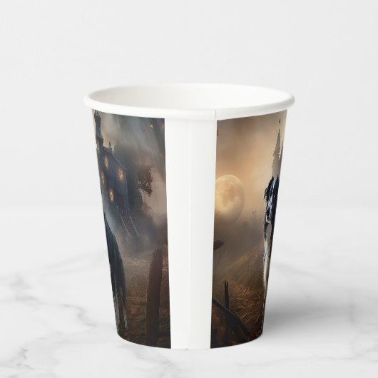 Border Collie Halloween Beängstigend Pappbecher (Rechts)