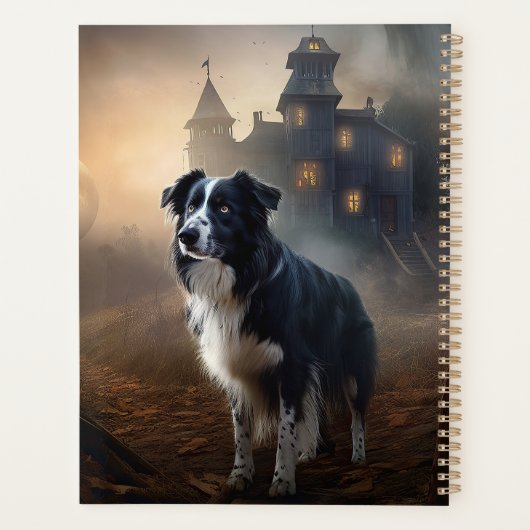Border Collie Halloween Beängstigend Planer (Rückseite)