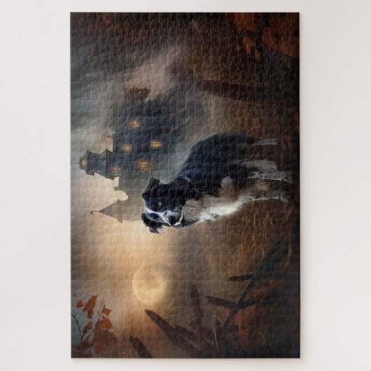 Border Collie Halloween Beängstigend Puzzle (Vertikal)