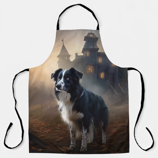 Border Collie Halloween Beängstigend Schürze (Vorderseite)