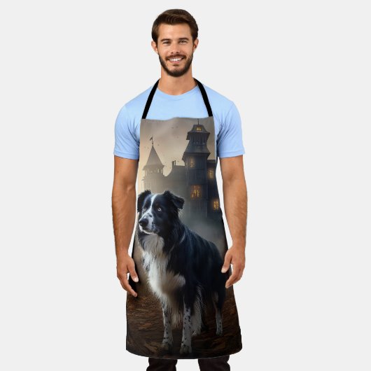 Border Collie Halloween Beängstigend Schürze (Getragen)