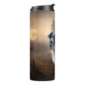 Border Collie Halloween Beängstigend Thermosbecher (Nach links gedreht)