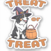 Border Collie Halloween Dog Kostüm "Leckerei oder  Aufkleber (Vorderseite)