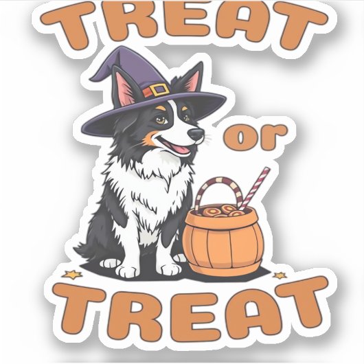 Border Collie Halloween Dog Kostüm "Leckerei oder Aufkleber (Vorderseite)