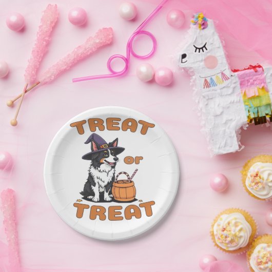 Border Collie Halloween Dog Kostüm "Leckerei oder  Pappteller (Party)