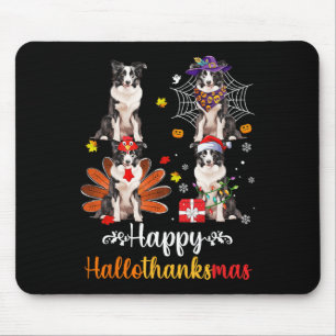 Border Collie Halloween Frohe Weihnachts Happy Hal Mousepad