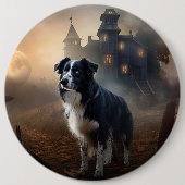 Border Collie Halloween Gruselig Button (Vorderseite)
