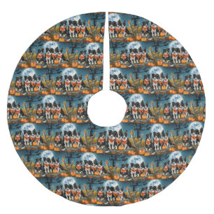 Border Collie Halloween Gruselig Polyester Weihnachtsbaumdecke