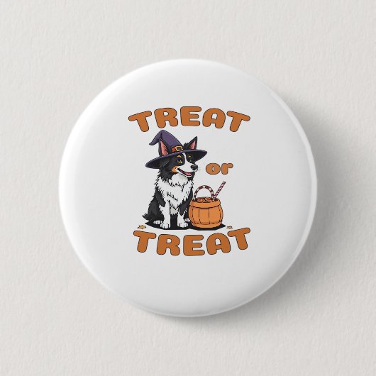 Border Collie Halloween Hunde Kostüm � Leckerei od Button (Vorderseite)