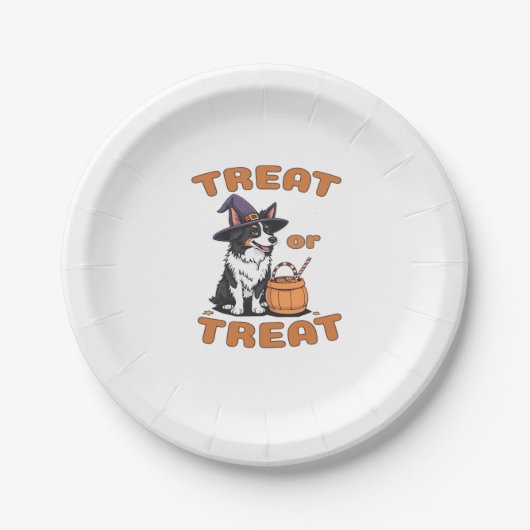 Border Collie Halloween Hunde Kostüm � Leckerei od Pappteller (Vorderseite)
