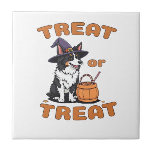 Border Collie Halloween-Hundekostüm �Süßes oder Sa Fliese