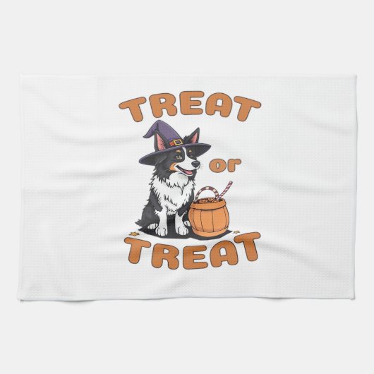 Border Collie Halloween-Hundekostüm �Süßes oder Sa Geschirrtuch (Horizontal)