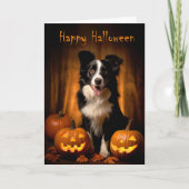 Border Collie Halloween Karte (Vorderseite)