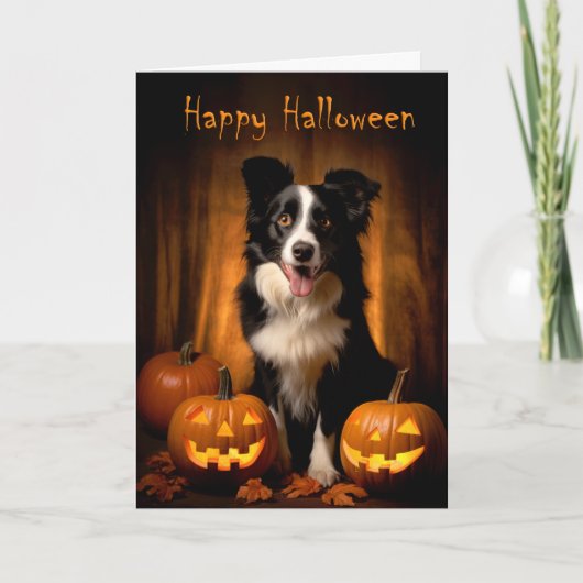 Border Collie Halloween Karte (Vorderseite)