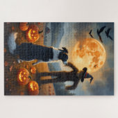 Border Collie Halloween-Kürbisfeld Kunst Puzzle (Horizontal)