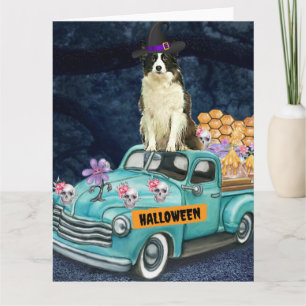 Border Collie Halloween LKW Beängstigende Nacht Karte