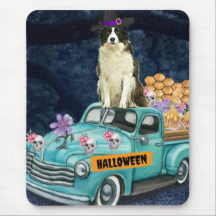 Border Collie Halloween-LKW Gruselige Nacht Mousepad