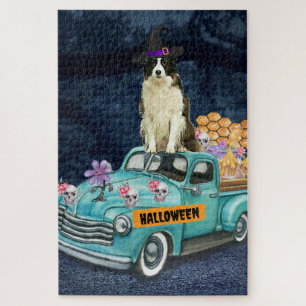 Border Collie Halloween-LKW Gruselige Nacht Puzzle
