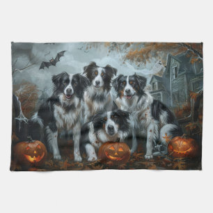 Border Collie Halloween Nacht Hunde-Spaß Geschirrtuch