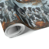 Border Collie Halloween Night Doggy Delight Geschenkpapier (Rolleneckpunkt)