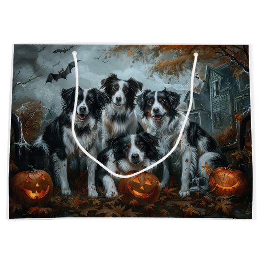 Border Collie Halloween Night Doggy Delight Große Geschenktüte (Vorderseite)