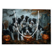 Border Collie Halloween Night Doggy Delight Große Geschenktüte (Rückseite)