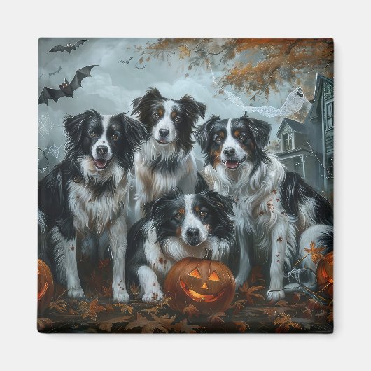 Border Collie Halloween Night Doggy Delight Magnet (Vorne)