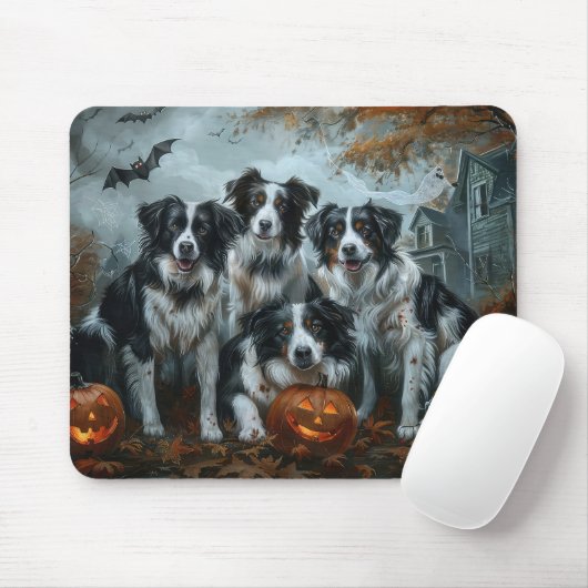 Border Collie Halloween Night Doggy Delight Mousepad (Mit Mouse)