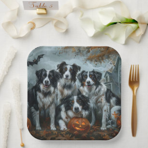 Border Collie Halloween Night Doggy Delight Pappteller