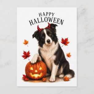 Border Collie Halloween Postkarte