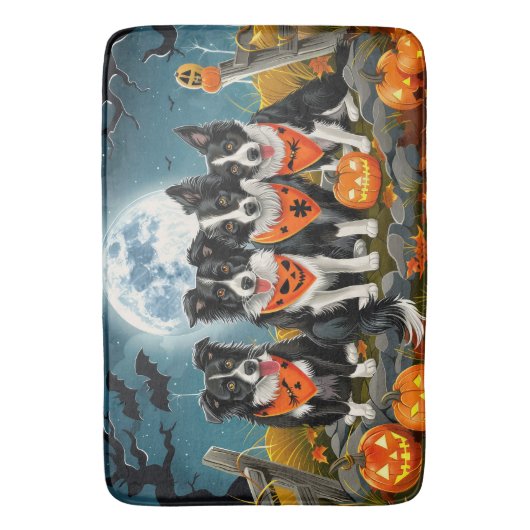 Border Collie Halloween Spooky Badematte (Vorderseite Vertikal)