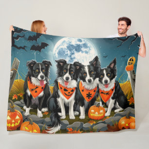 Border Collie Halloween Spooky Fleecedecke