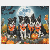 Border Collie Halloween Spooky Fleecedecke (Vorderseite (Horizontal))