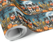 Border Collie Halloween Spooky Geschenkpapier (Rolleneckpunkt)