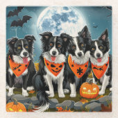 Border Collie Halloween Spooky Glasuntersetzer (Vorderseite)