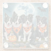 Border Collie Halloween Spooky Glasuntersetzer (Rückseite)