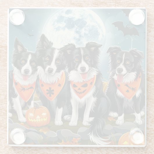 Border Collie Halloween Spooky Glasuntersetzer (Rückseite)
