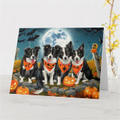 Border Collie Halloween Spooky Karte (Gelbe Blume)