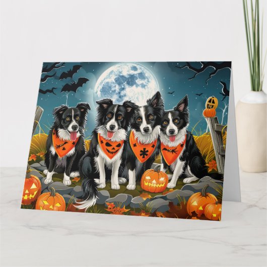 Border Collie Halloween Spooky Karte (Vorderseite)