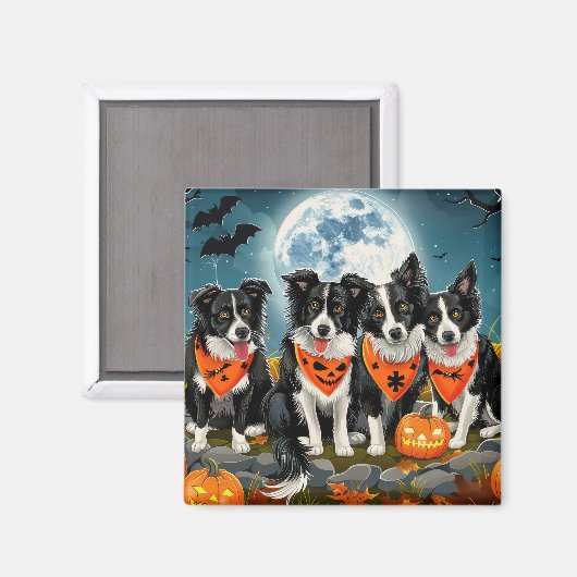 Border Collie Halloween Spooky Magnet (Vorderseite/Rückseite)