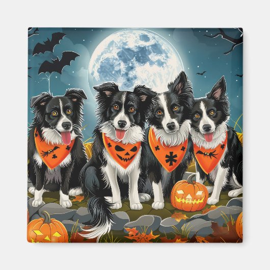 Border Collie Halloween Spooky Magnet (Vorne)