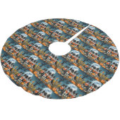 Border Collie Halloween Spooky Polyester Weihnachtsbaumdecke (Schrägansicht)