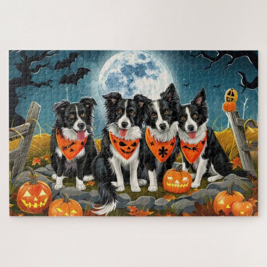 Border Collie Halloween Spooky Puzzle (Horizontal)