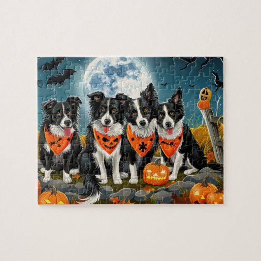 Border Collie Halloween Spooky Puzzle (Horizontal)