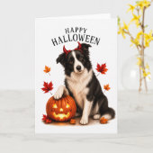 Border Collie Halloween Teufelshund Karte (Gelbe Blume)