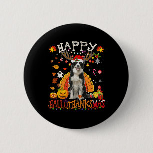 Border Collie Halloween Weihnachtshund Happy Hallo Button
