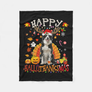 Border Collie Halloween Weihnachtshund Happy Hallo Fleecedecke