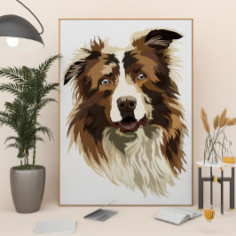Border Collie Handgemalte Illustration Poster