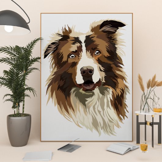 Border Collie Handgemalte Illustration Poster