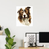 Border Collie Handgemalte Illustration Poster (Heimbüro)
